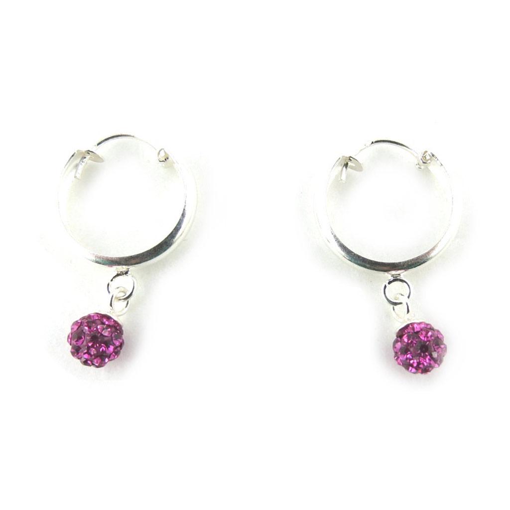 Les Trésors De Lily [N0316] - Silver 'Sissi' Pink Hoop Earrings (5 Mm)