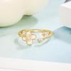 Exquisite Adjustable Pearl Zirconia Flower Ring for Women
