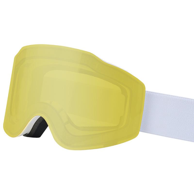 Magnetic Ski Goggles with Double-Layer Anti-Fog Large-Field-of-View Cylindrical Lens, Color-Changing Windproof Goggles for Mountaineering#7075