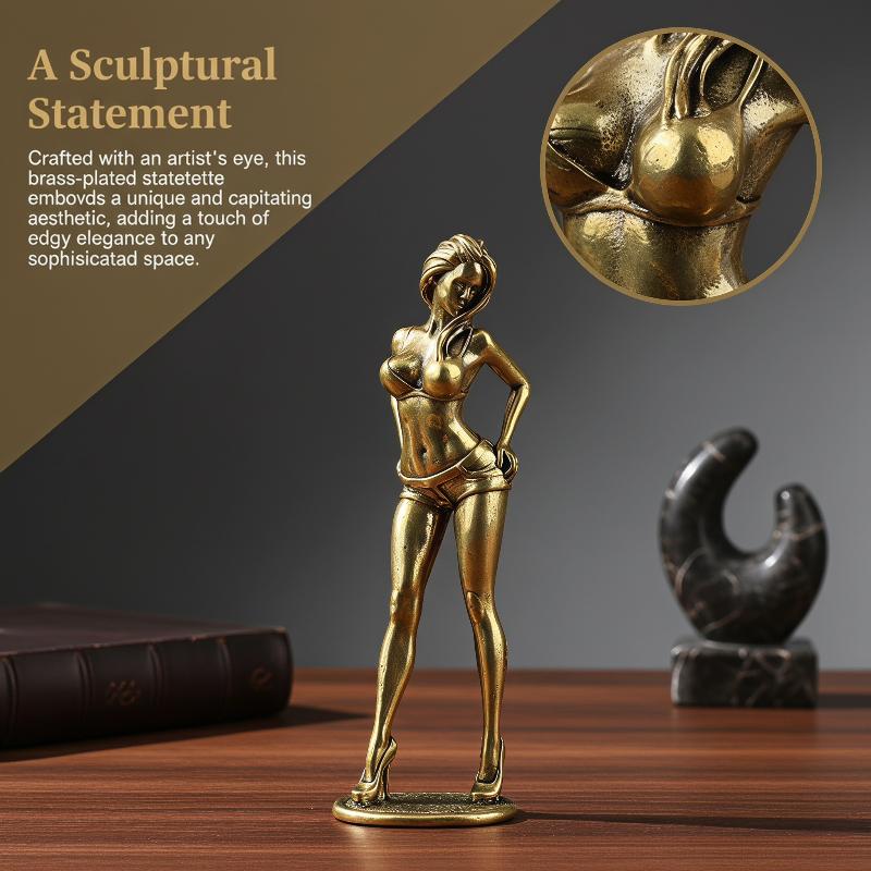 Alloy Finish Feminine Statue Exquisite Handcraft Retro Aesthetic For Home Office Shelf Decor Art Collection Gift