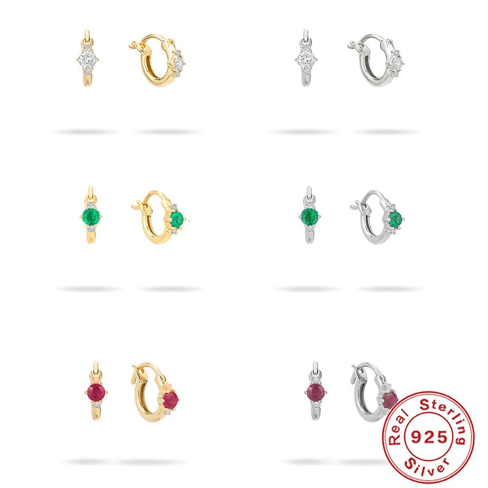 S925 Sterling Silver Multi-Zircon Premium Ear Buckle Earrings Earrings 18K Gold Plated Earrings