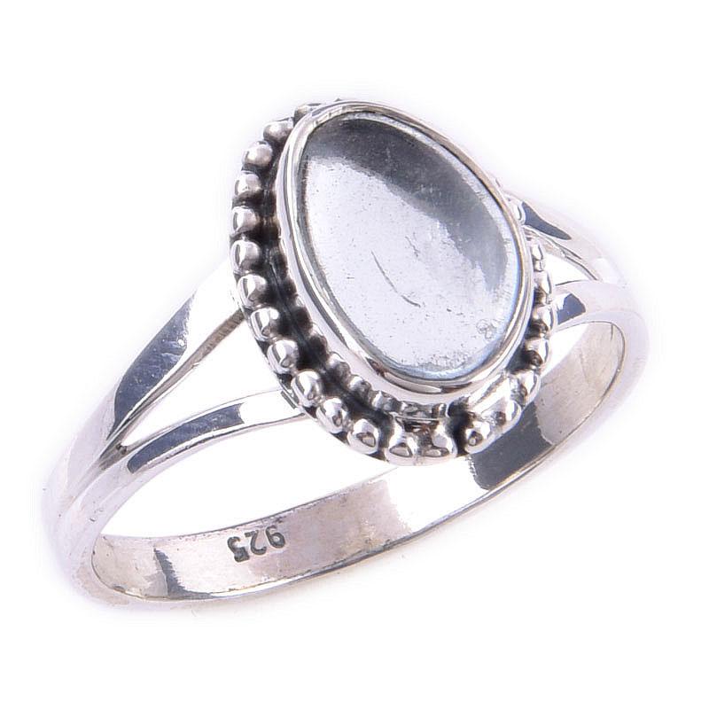 Natural Aquamarine Gemstone Handmade 925 Solid Sterling Silver Ring Size 8 K8s76
