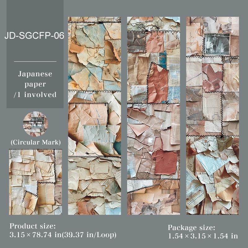 

JIANWU The Time Tailor Shop Series Vintage Newspaper Sewing Landscape Material Collage Washi Tape Creative Journal Stationery