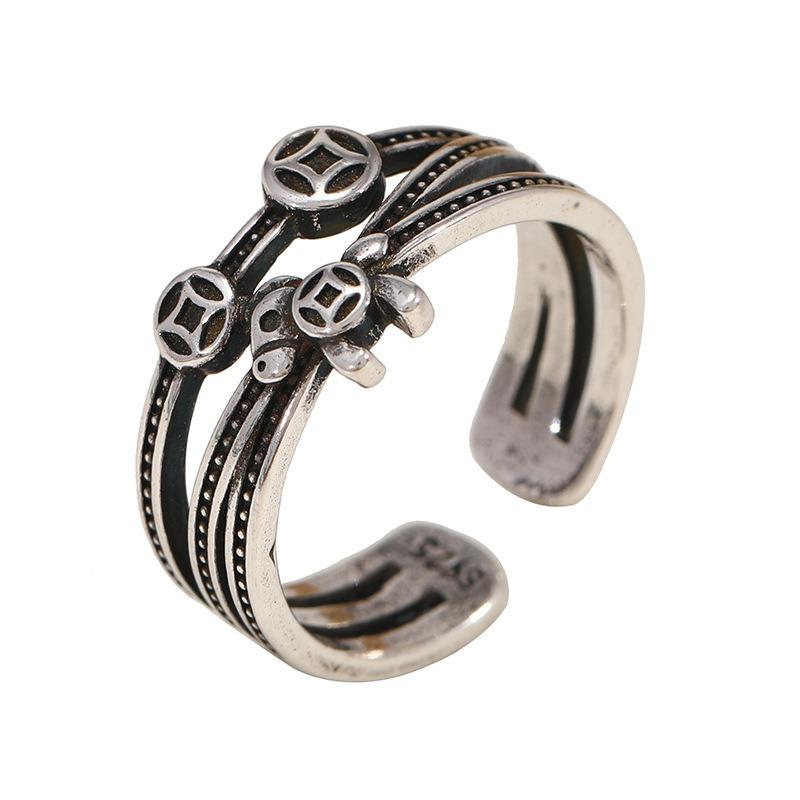 Immediately have money to spend retro Chinese ring men and women niche design Thai silver old opening simple stacking ring