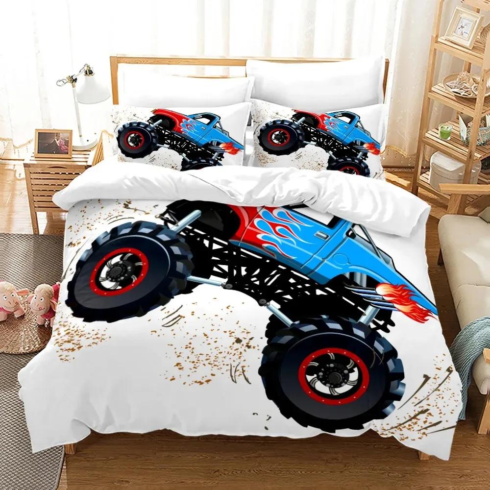 

Cartoon Monster Truck All Season Duvet Cover Comforter Bedding Sets Soft Quilt Cover And Pillowcases Single/Double/Queen/King 70X133cm-2pcs