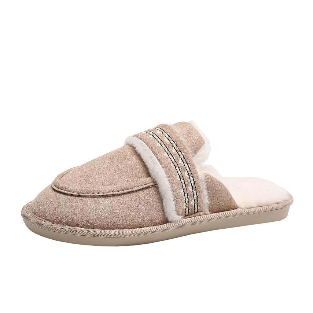 Winter Damen Hausschuhe Set Zehenschieber Mode Schwaches Licht Plüsch Luxus 2024 Flache Sohle Baumwollschuhe Schuhe für Frauen