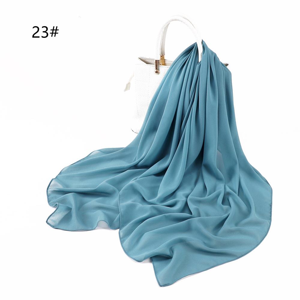 110*110CM Square Pearl Chiffon Hijabs Scarf Plain Solid Color Headwraps Muslim Women's Khimar Headscarf 45 Colors