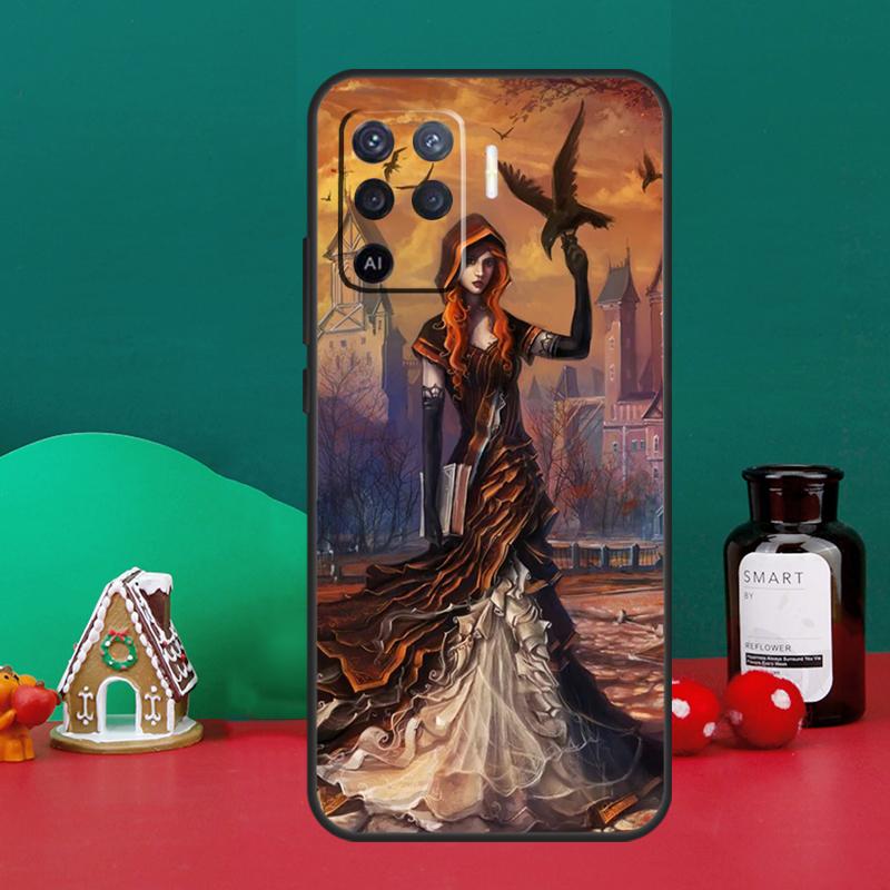 Halloween Moon Witch Horror Case For Oppo A98 A78 A58 A38 A18 A54 A74 A94 A80 A60 A40 A96 A76 A16 A15 A17 A57 A5 A6 Pro