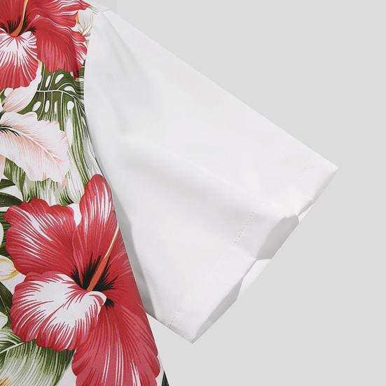 Plážová košile s květinovým potiskem, límeček, jednořadý pánský top s krátkým rukávem na dovolenou