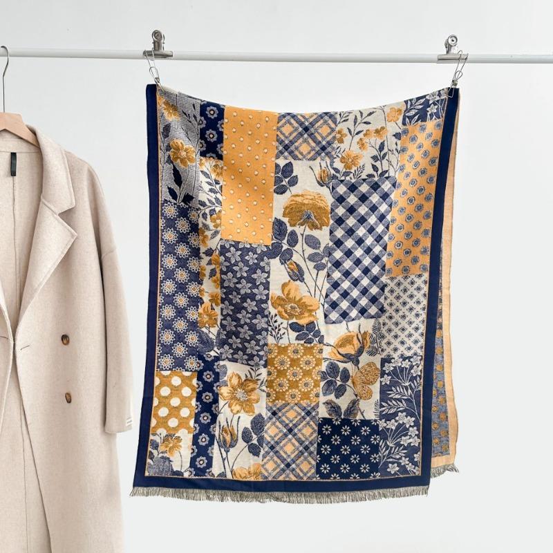 Autumn and winter new double-sided color oil painting series imitation cashmere thickened warm scarf women's air conditioner shawl