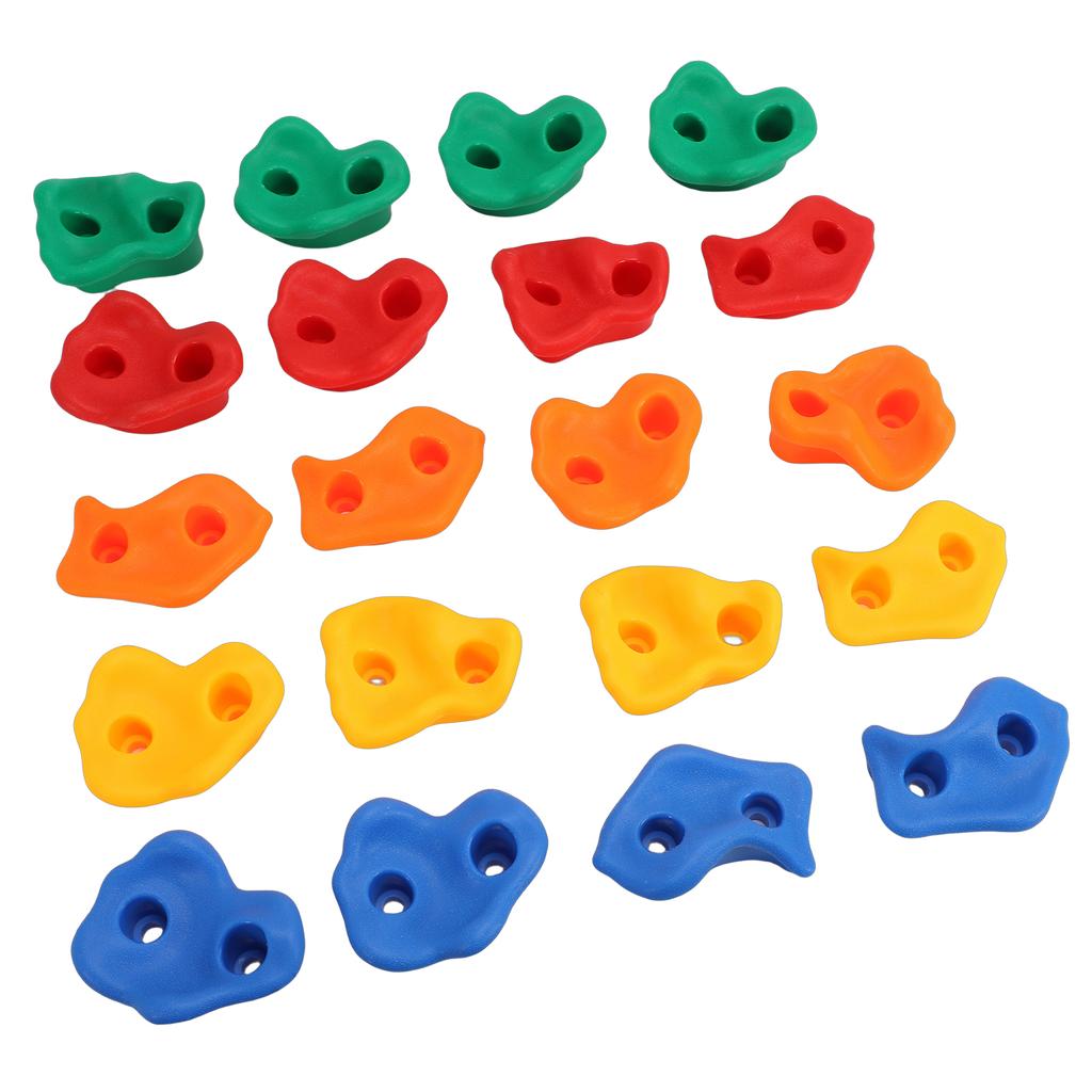 20PCS Rock Climbing Holds for Kids PE Multi Colored Climbing Rock Wall Grips with Mounting Hardware for Indoor Outdoor