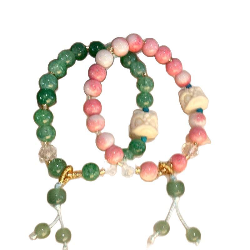 Elegant Beaded Butterfly Bracelet for Women - Chinese Style, High-End Ancient Design