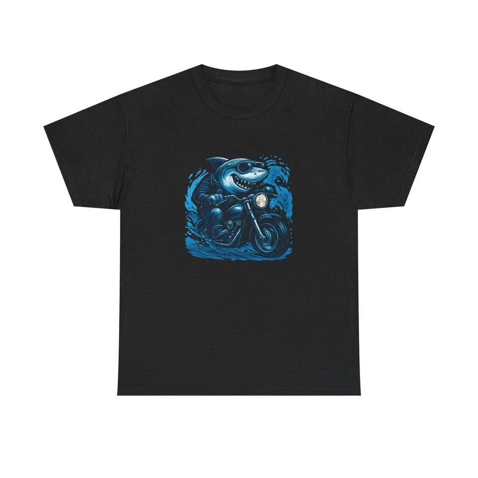 Unisex Adult T Shirt Motorcycle Shark Ocean Road Rebel