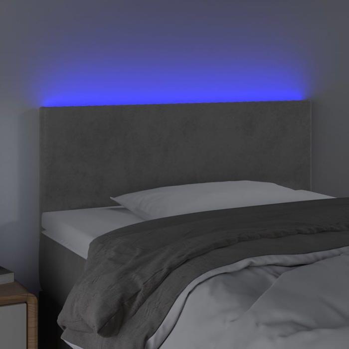 VidaXL Tête de Lit à LED Meuble de Chambre à Coucher Accessoire de Lit Simple Tête de Cadre de Lit Intérieur Gris Clair 3121374