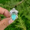 Sterling Silver Natural Shattuckite Birthday Solitaire Statement Handmade Ring
