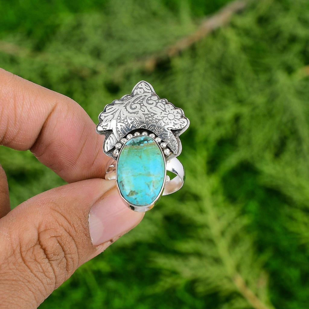 Sterling Silver Natural Shattuckite Birthday Solitaire Statement Handmade Ring