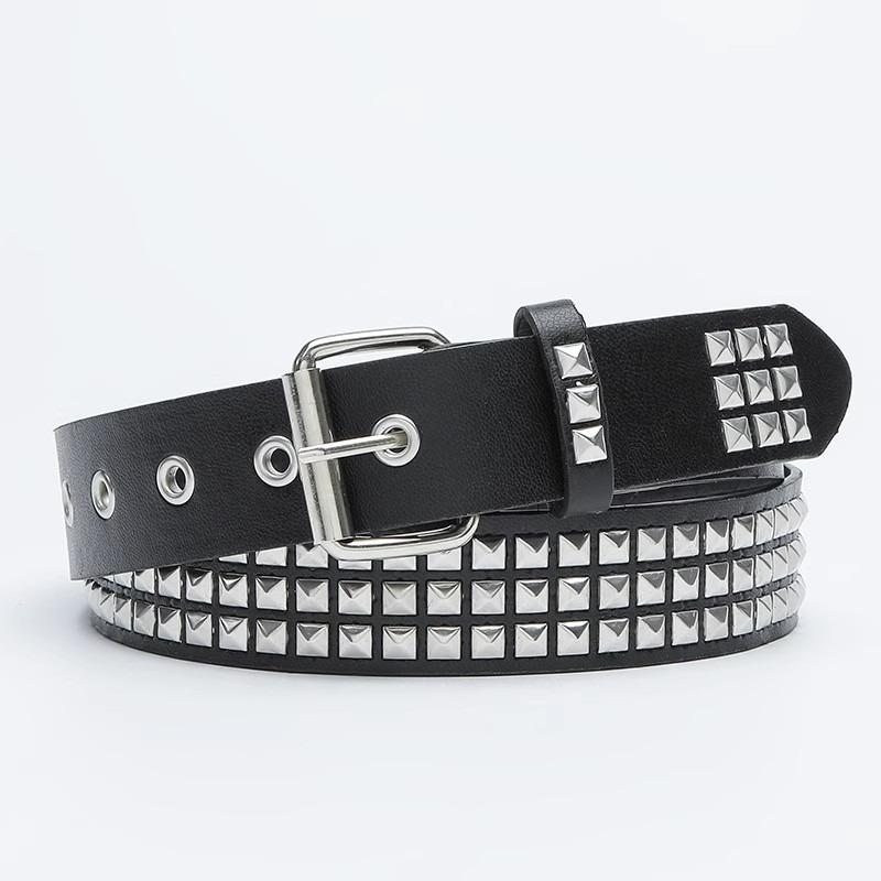 2026 Fashion Rivet Belt for Men Women Studded Belt Punk Rock With Pin Buckle Drop Shipping Black Waistband Jeans Accessories