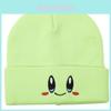 Gorro de Tricô com Bordado de Rosto Sorridente de Olhos Grandes Para Uso Casual de Verão