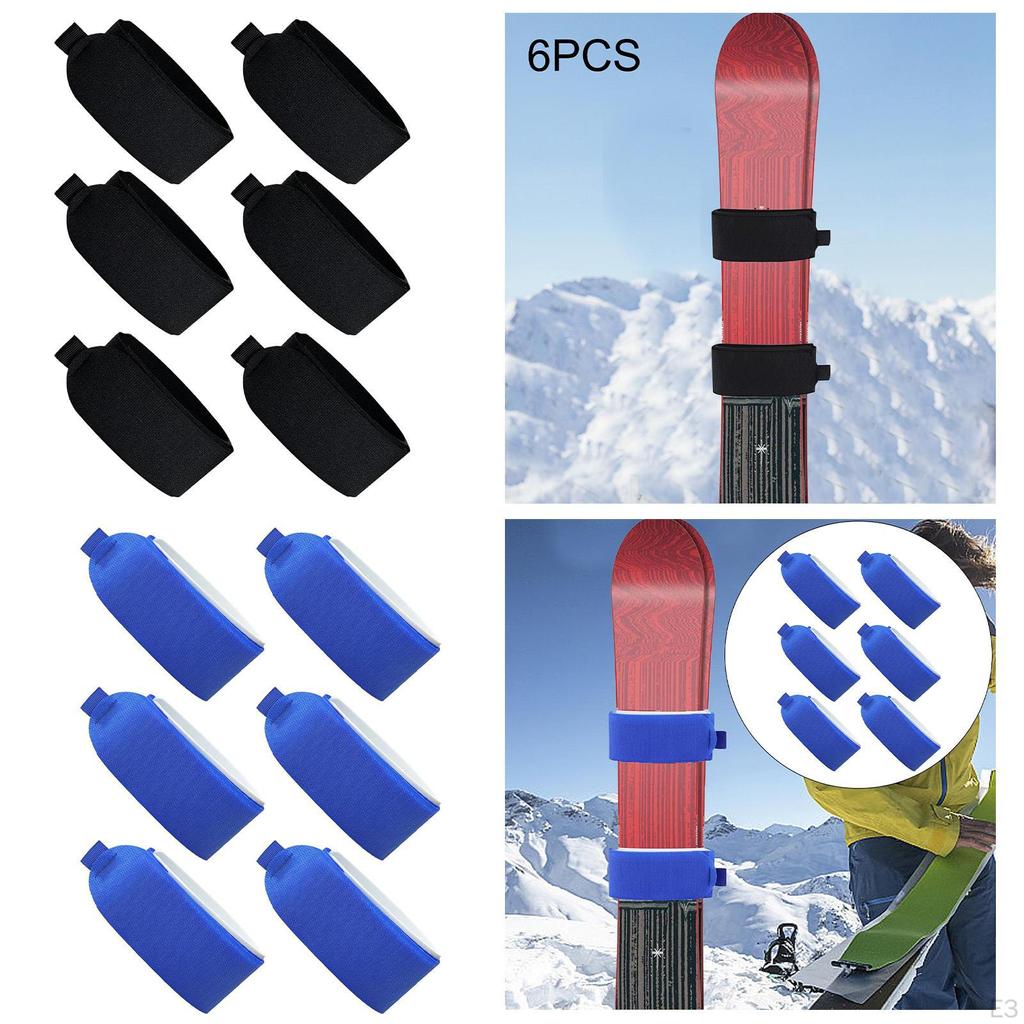 6 Pack of Ski Straps for Binding and Carrying Equipment