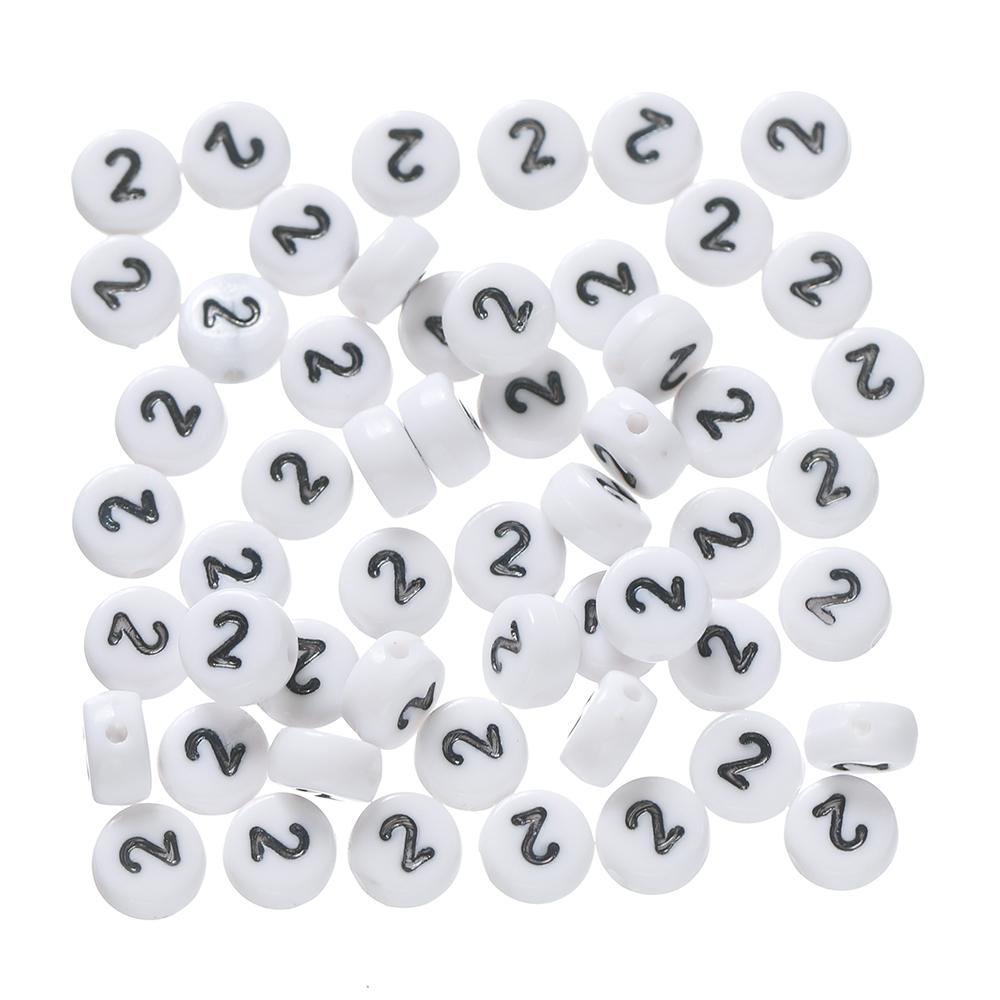 100pcs/Lot 7mm Flat Round Number Beads Acrylic Spacer Loose Bead for DIY Necklace Braclet Earrings Jewelry Making Accessories