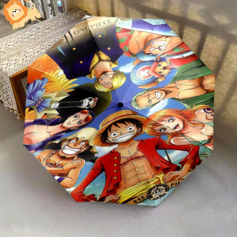 1 PC Automatic Folding Umbrella - One Piece Monkey D Luffy Pattern Portable Foldable Design With 8 Ribs Christmas Birthday Gifts