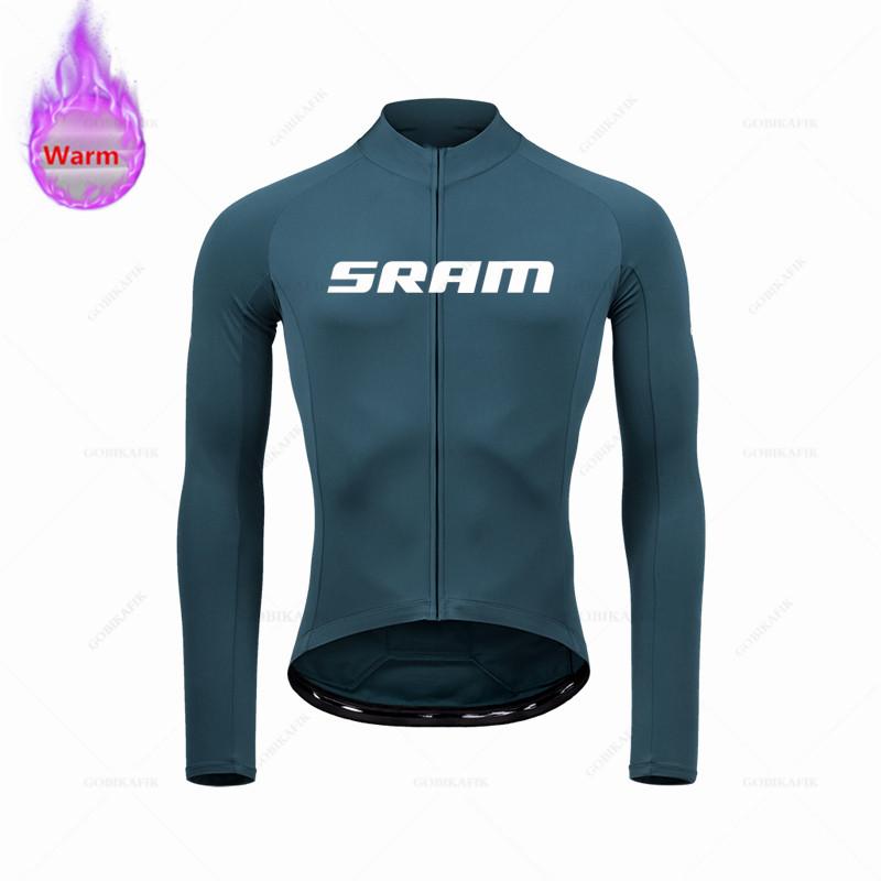 Sram Team Oblečení na cyklistiku Teplé 2026 Zimní Termální Fleecové Cyklistické Oblečení Pánské Dresy Oblek Venkovní Jízda na Kole MTB Bib Šortky Set