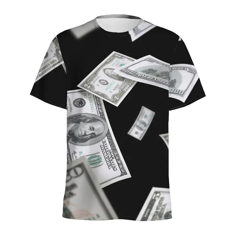 Fashion US Dollar 3D Printed T-shirt Men Summer Casual O-Neck Short Sleeve Money Graphic Tees Loose Pullover Tops T Shirts