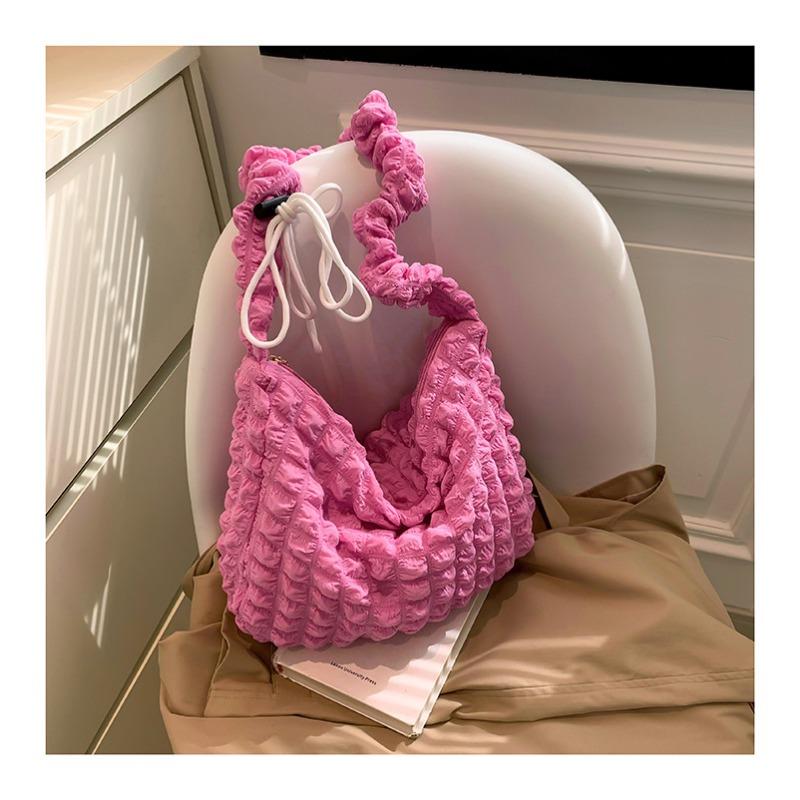 Koreanische Version Ins Falten Wolke Tragetasche Trendige Große Kapazität Weiche Umhängetasche Mädchen Einfarbige Einfache Blasen-Puff-Tasche