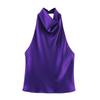 Araltay New Arrival Fashion Style Women's Clothing Fashion All-Match Pure Color Silk Satin Texture Halter Top 3203317