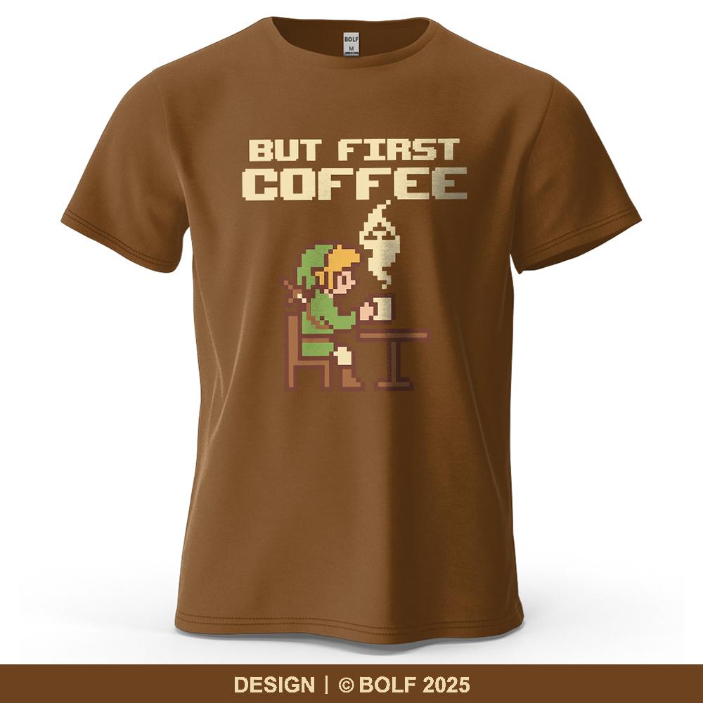 BUT FIRST COFFEE Cozy Printed Men's T-Shirt Oversized Playful Graphic Tees for Women Tops Tees Casual Streetwear