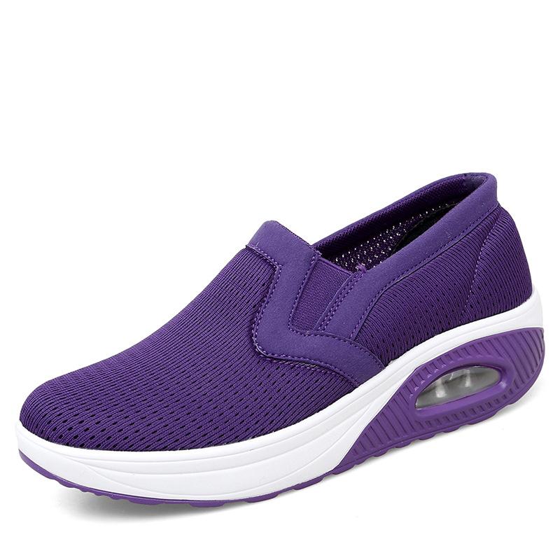 New fly-woven women's shoes casual sports shoes rocking shoes soft-soled breathable women's air cushion shoes large size