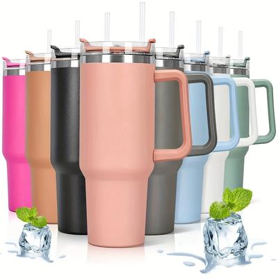 304 Stainless Steel Insulated Water Bottle Thermal Coffee Car Cup Cold Mugs Vacuum Flask with Handle Straw for Sport Gif