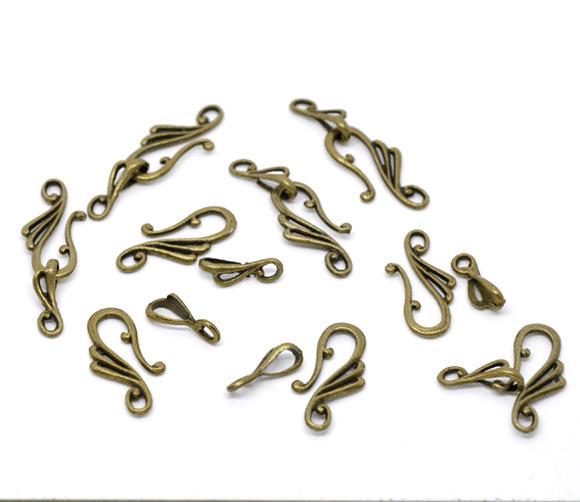 7 Set Fibbie a Leva in Lega di Zinco Componenti Musicale Bronzo Antico Fai da Te Creazione Gioielli 25mm x13mm 16mm x5.5mm