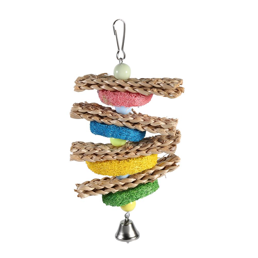 

Towel Gourd Handmade Chewing Pecking Toys With Bell for Parrots Birds Have Fun