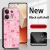 Bow Cute Pink Design Ins Girl Phone Case For Redmi Note 14 13 12 11 Pro Plus S 5G 14C A3 Soft Black Phone Cover