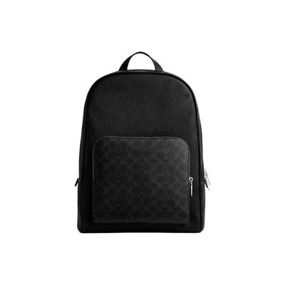 Wade 29 Logo Print Coated Canvas And Pebbled Leather Backpack Large Men Backpack Black CCB92-OY2