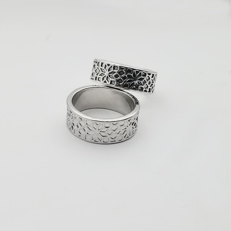 Huajie Retro Geometrisch Silber Gravur Unisex Ringe Bankett Party Exquisiter Ring Zubehör Trend