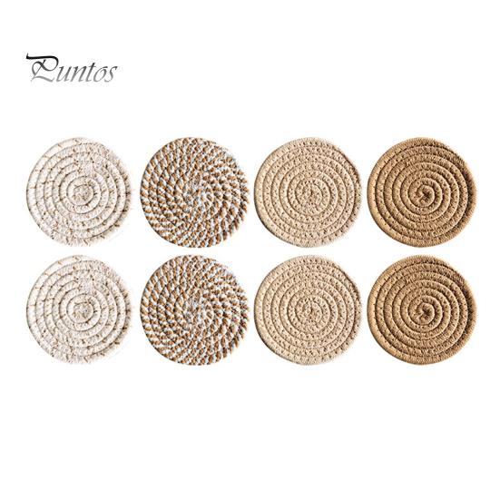 

8 шт. термостойкие подставки из хлопковой веревки круглые кухонные подставки набор абсорбирующие обеденные столовые защитные прокладки для домашнего декора A светло-коричневого