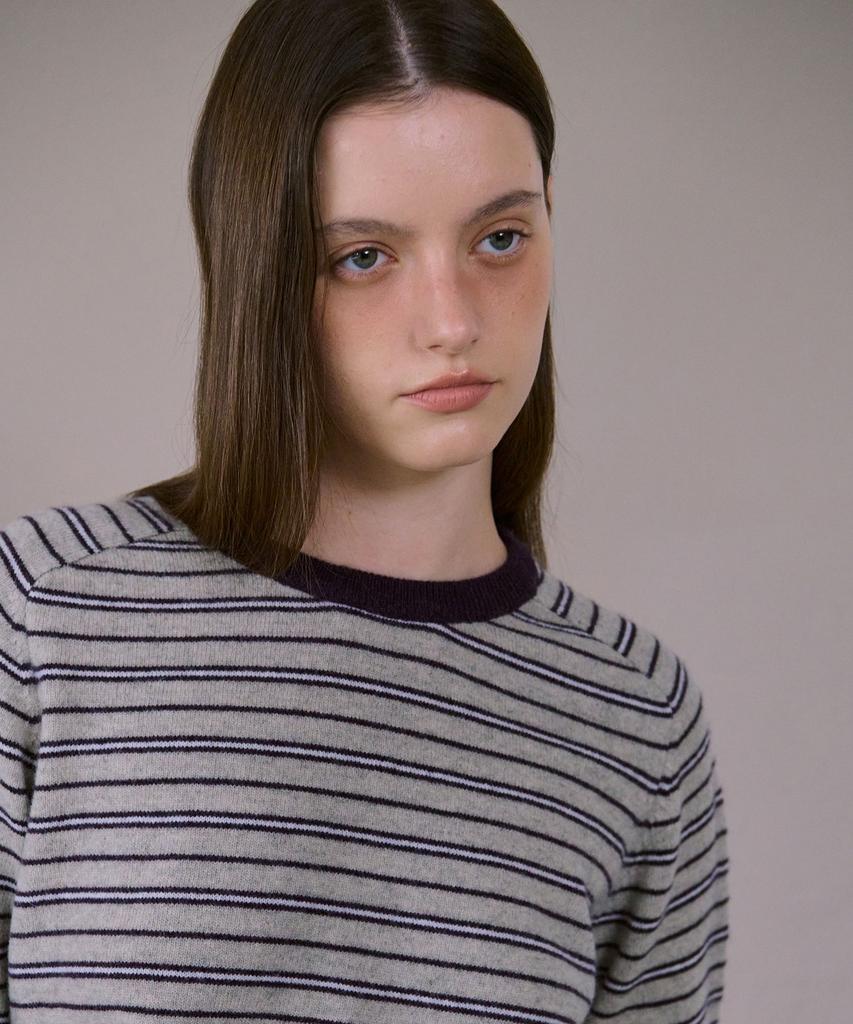 AHWE Cashmere Wool Blend Striped Knit_Violet