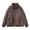 Lapel Work Jacket Men's Casual Loose Zipper Coat Top Clothes