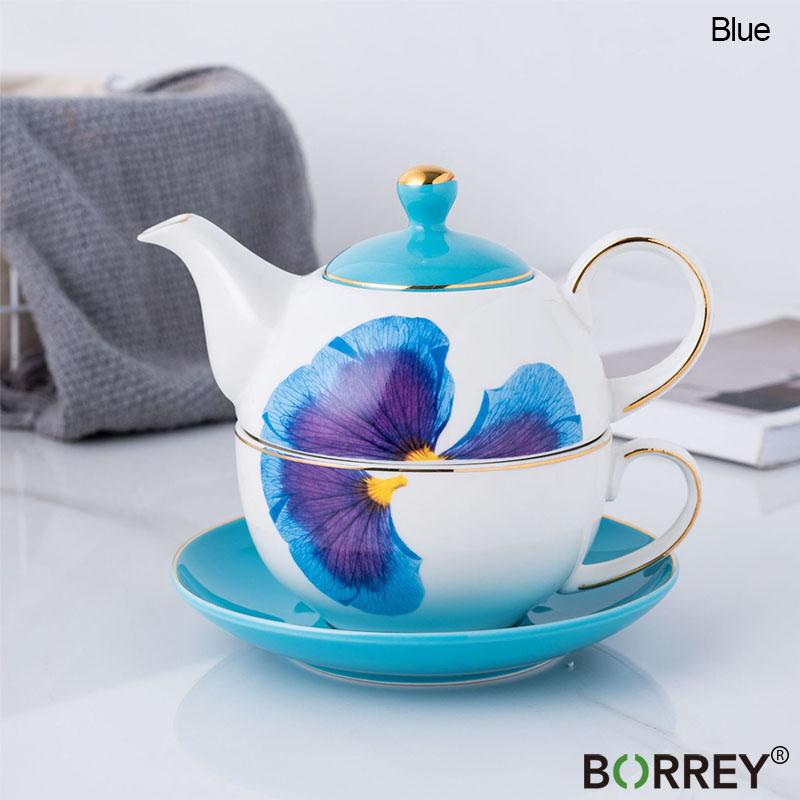 BORREY Keramická květinová čajová konvice Podšálek Kancelář Odpolední čaj Šálek na kávu Miska Rodina přátel Dárková sada čajových konvic Žlutý motýl