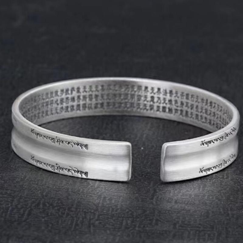 Engraved Cuff Bracelet Vintage Silver-Tone Alloy Wrist Bangle with Open Slip-On Design for Everyday Outfits and Casual Simple Gifting