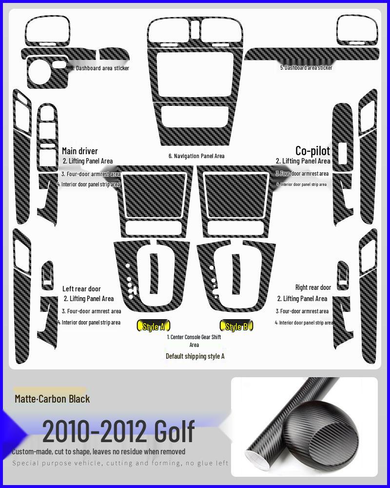 Golf 6th/7th/7.5th Gen Carbon Fiber Interior Console & Gear Shift Sticker.