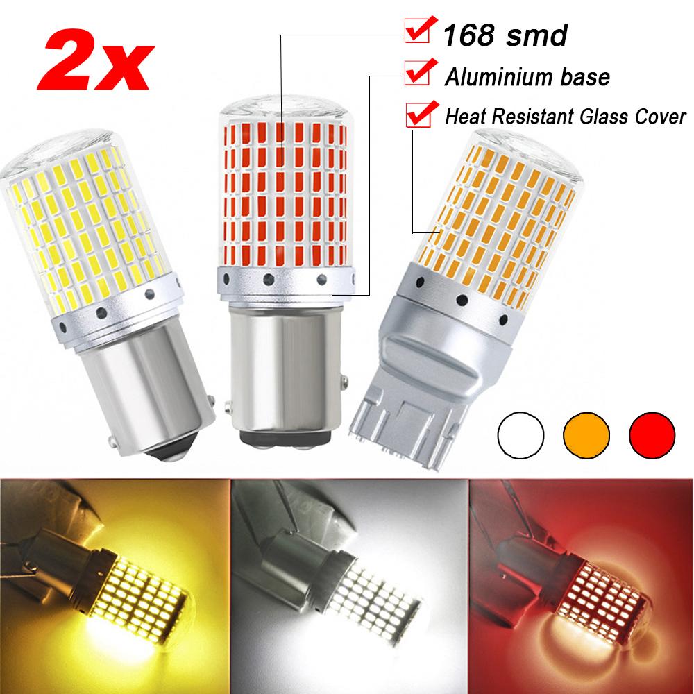 

2x 168 SMD LED Canbus 1156 PY21W BAU15S 1157 P21 BAY15D 7440 W21W для указателя поворота, стоп-сигнала, заднего хода автомобиля 2Pcs