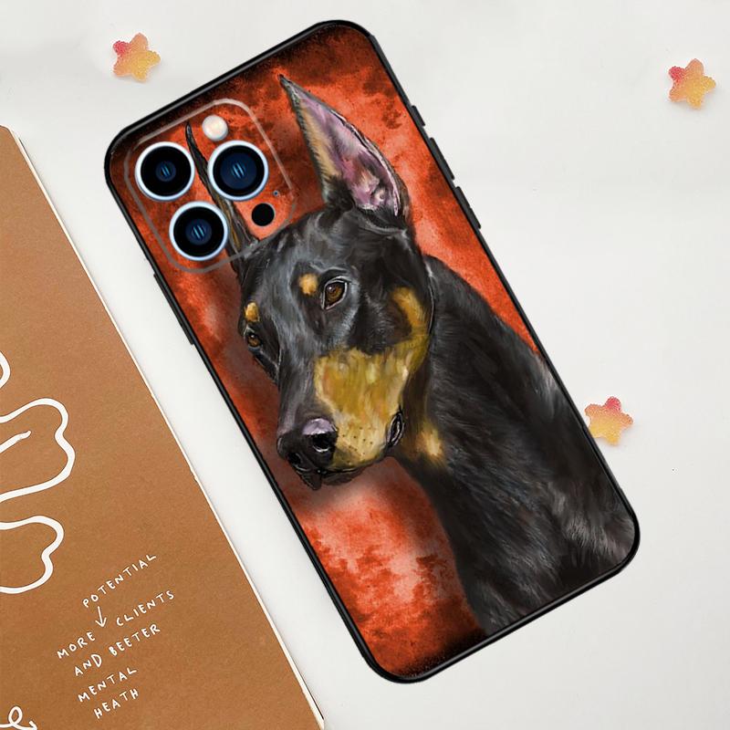 Dackel Dobermann Hund Hülle für iPhone 15 16 14 13 12 11 Pro Max Plus X XR XS Max 12 13 Mini Weiche Bumper Abdeckung