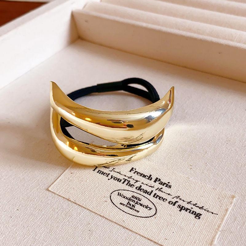 

Металлическая резинка для волос в корейском стиле в форме двойных губ - Эластичная модная резинка для хвоста с европейским и американским темпераментом. золотой