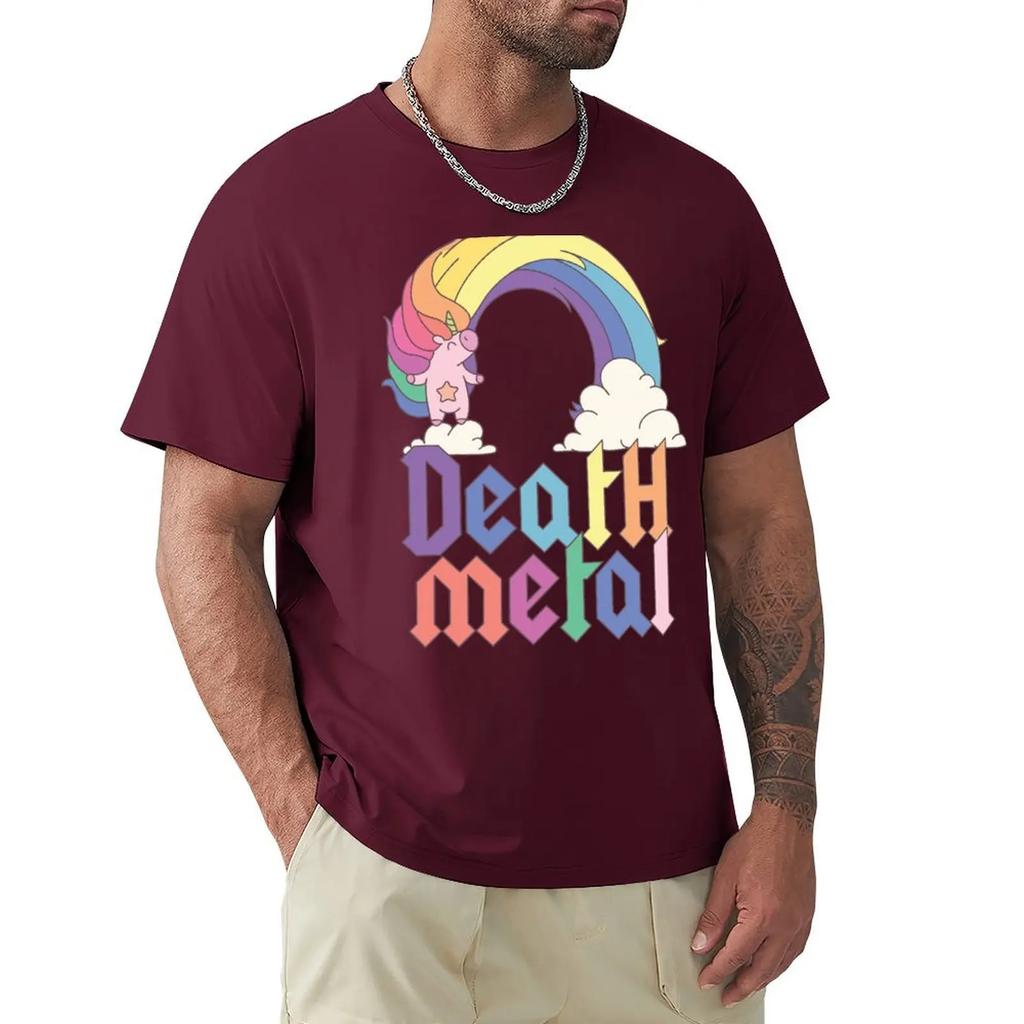 Lustiges Death Metal Einhorn Niedlich Rockmusik Band Liebhaber T-Shirt Übergröße Tops Vintage T-Shirt Männer 2025 Neues Modell
