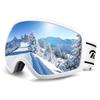 Geekin Nouvelles Lunettes de Ski et de Snowboard et UV400 OTG UV Champ Large de Cadre de Casque avec Masques Argentés, Compatibles, Homme Femme, Protection,