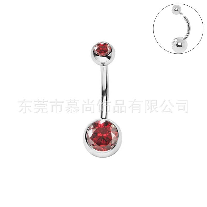 F136 Titanium Double Ball Internal Thread Zircon Belly Button Ring G23 Titanium Navel Jewelry Fashion Piercing Accessory