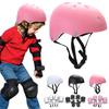 Kids Bicycle Helmet Knee Elbow Wrist Pads Set Child Sports Safety Protective Gear Set for Outdoor Cycling Scooter Roller Skating